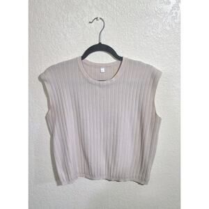 Cream Crop Sweater Tank Top Fashion Brand Women's Size Large